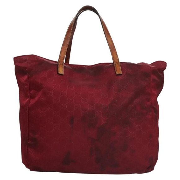 GUCCI GG Canvas Tote Bag Nylon Red 282439 Auth 114411 - Picture 2 of 16